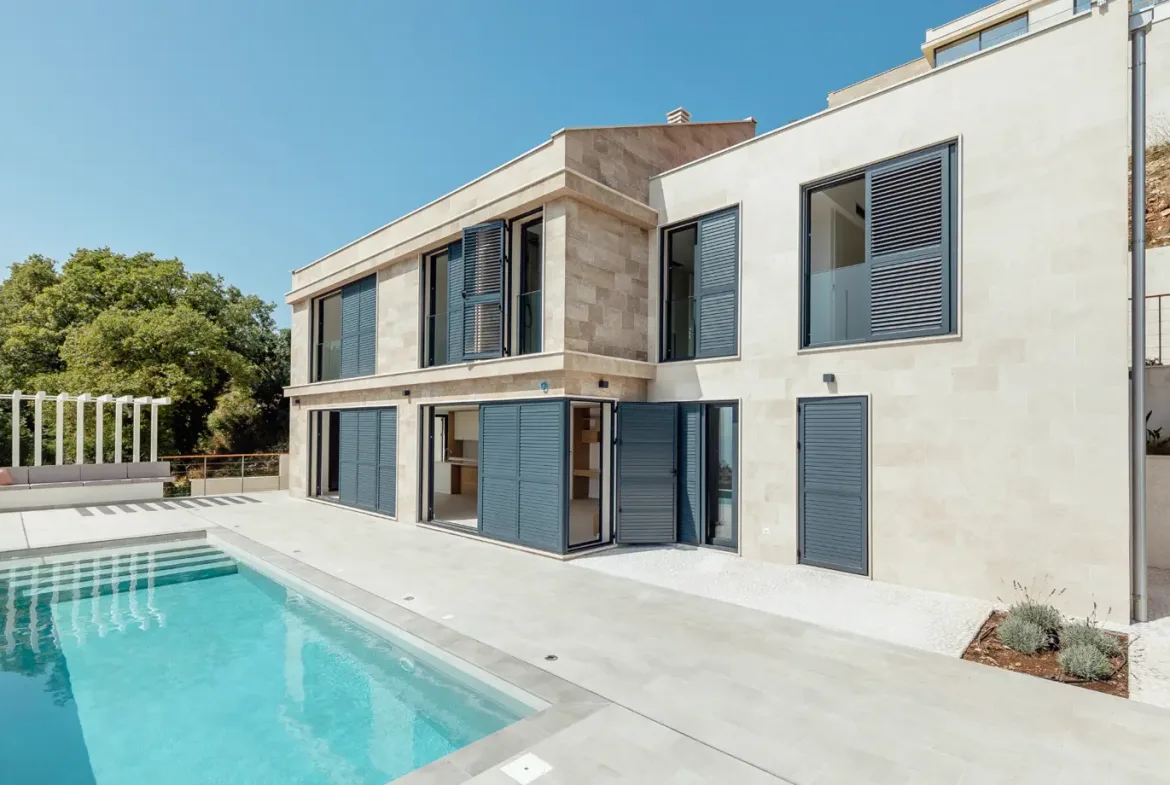Contemporary villa with pool and open sea view, Blizikuce, Budva