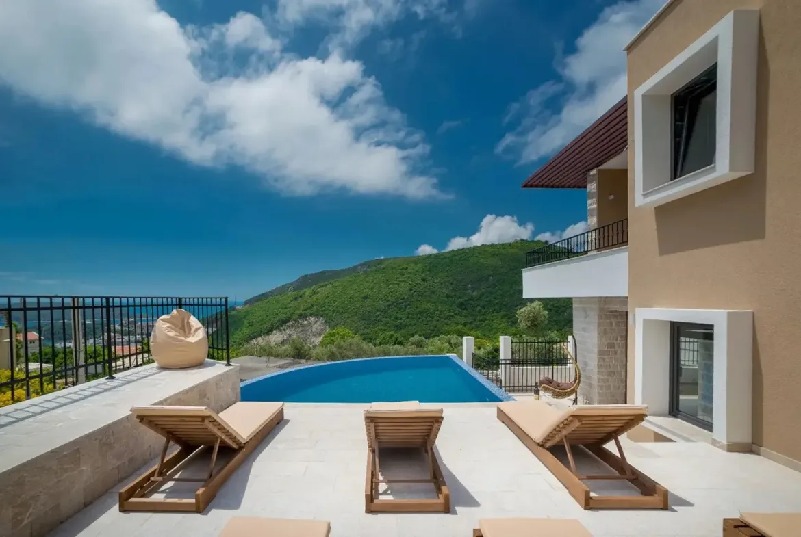New three-room villa with pool, Becici, Budva