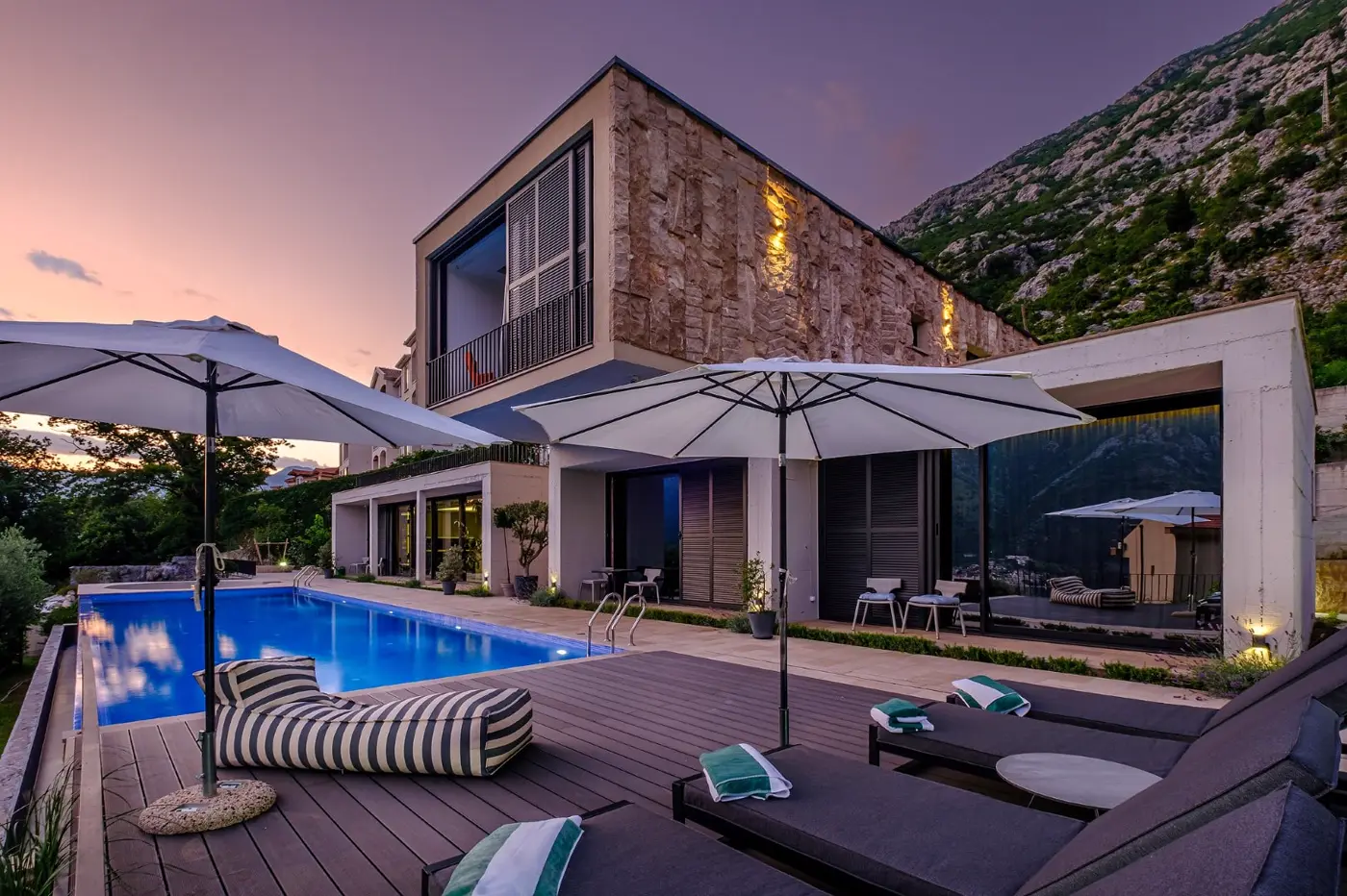 Contemporary villa with a panoramic view of the bay, Dobrota, Kotor