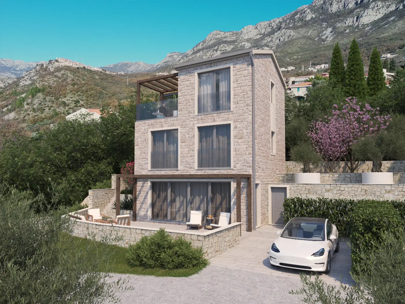 Two villas with a panoramic view of the sea, Blizikuće, Budva