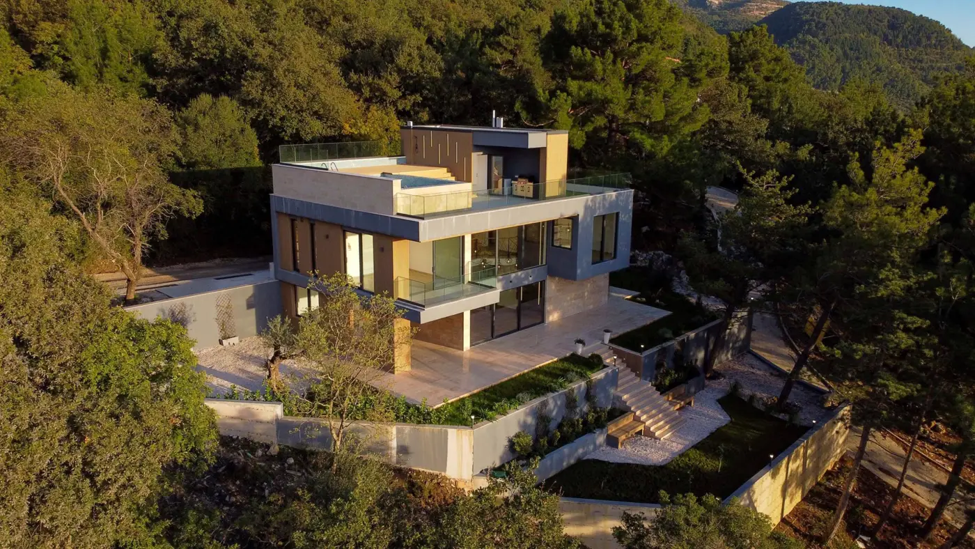 Modern family villa with pool and panoramic view, Kavač, Kotor