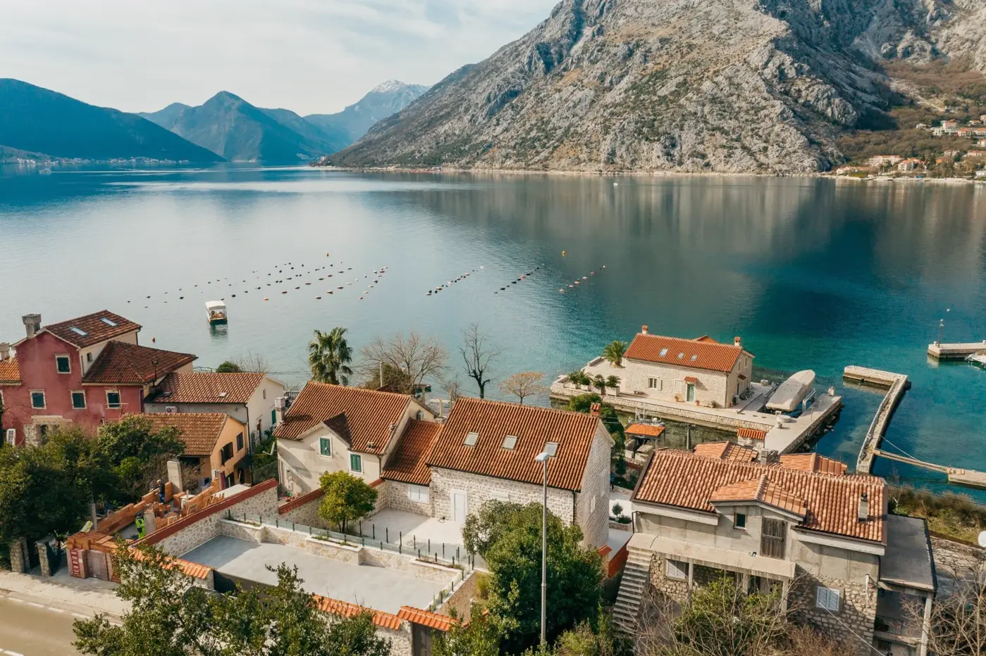 Reconstructed stone villa on the first line to the sea in Ljutoja, Kotor