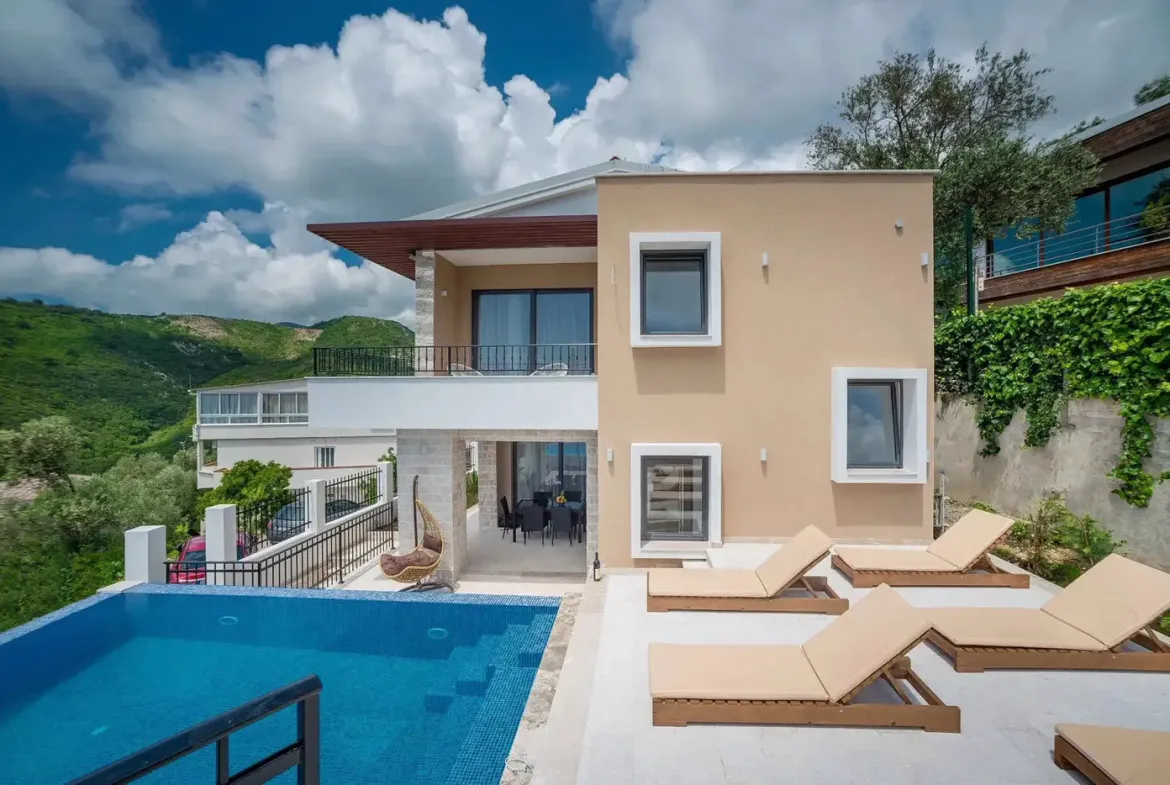 New three-room villa with pool, Becici, Budva