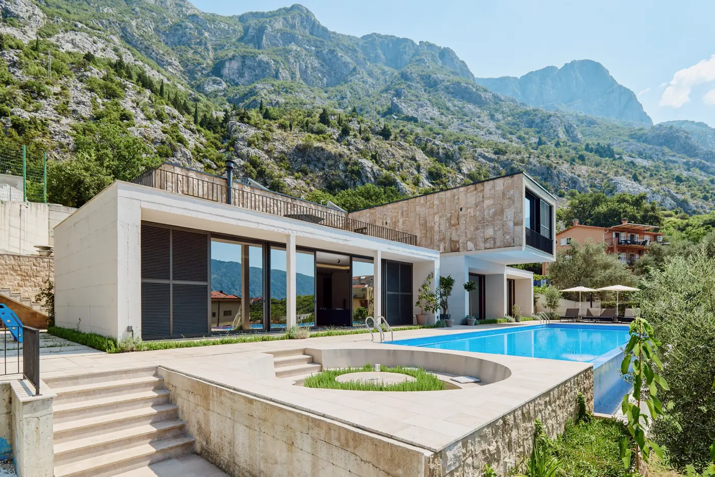 Contemporary villa with a panoramic view of the bay, Dobrota, Kotor