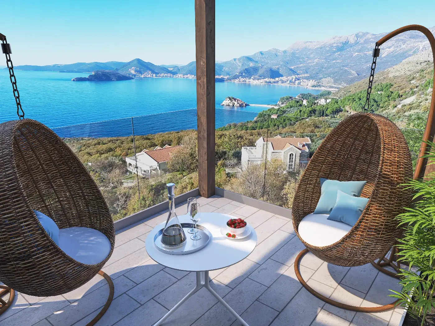 Two villas with a panoramic view of the sea, Blizikuće, Budva