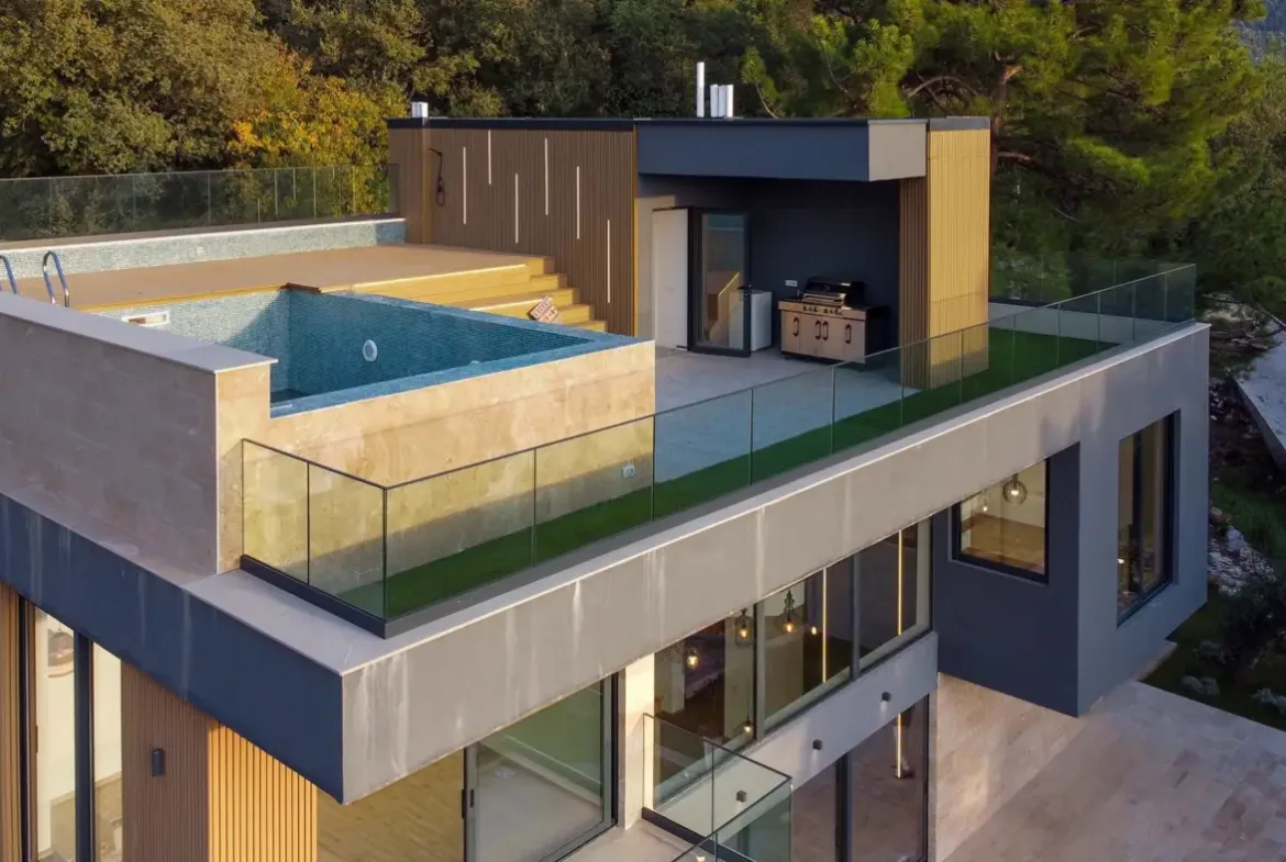 Modern family villa with pool and panoramic view, Kavač, Kotor