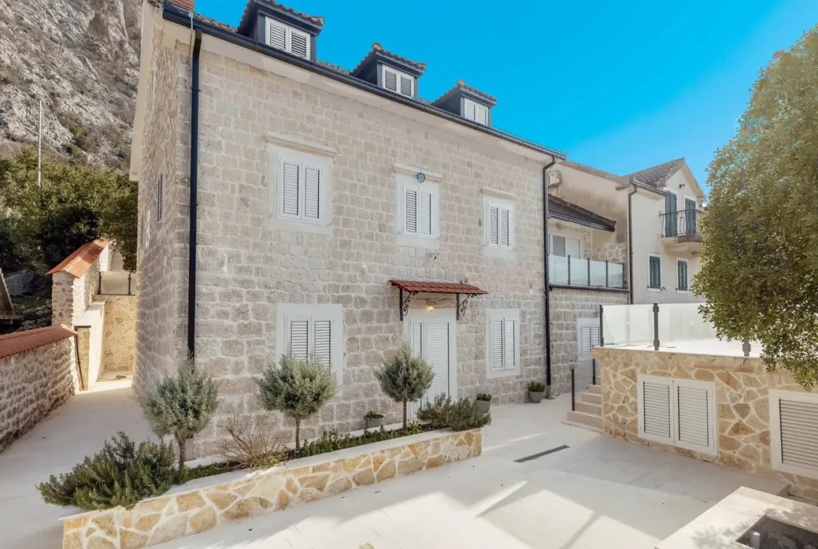 Reconstructed stone villa on the first line to the sea in Ljutoja, Kotor