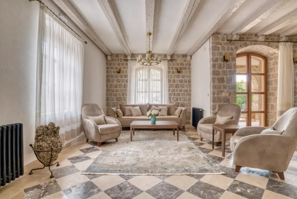 Stone villa with a large urbanized plot and swimming pool, Reževići, Budva
