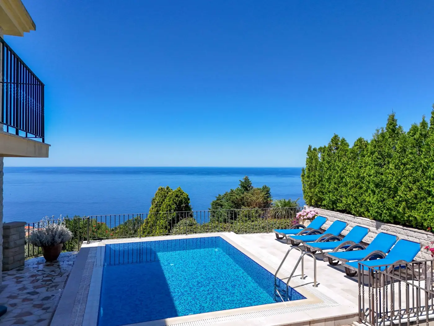 Stone villa with pool and open sea view, Reževići, Budva