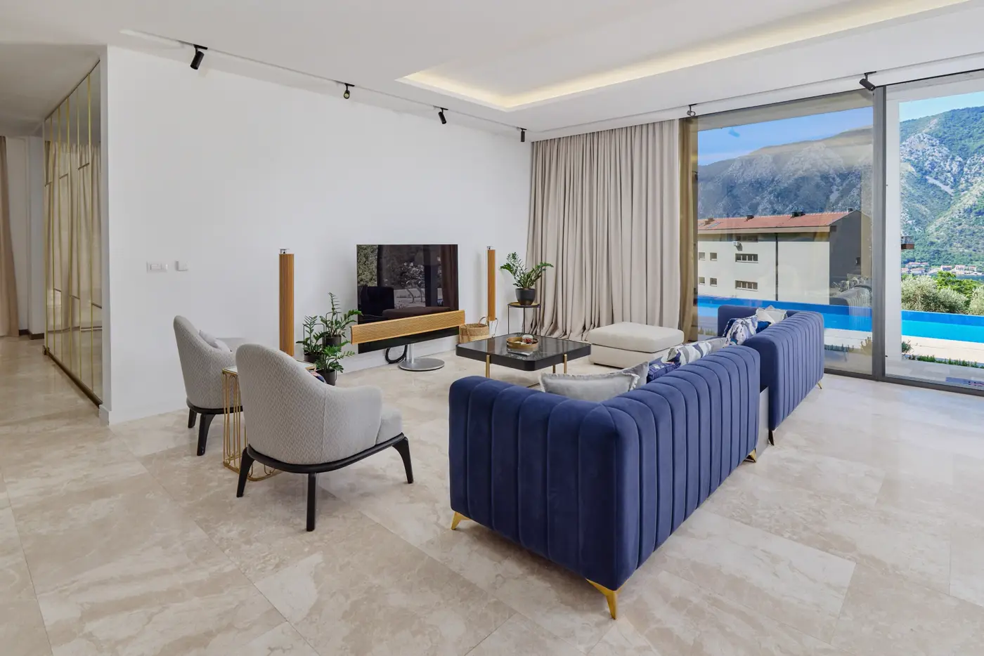 Contemporary villa with a panoramic view of the bay, Dobrota, Kotor