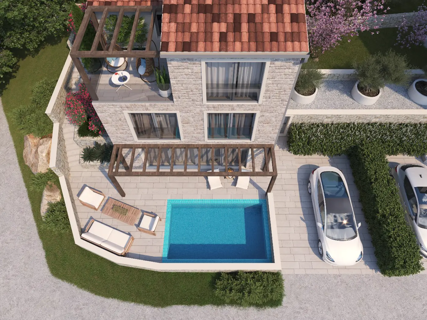 Two villas with a panoramic view of the sea, Blizikuće, Budva