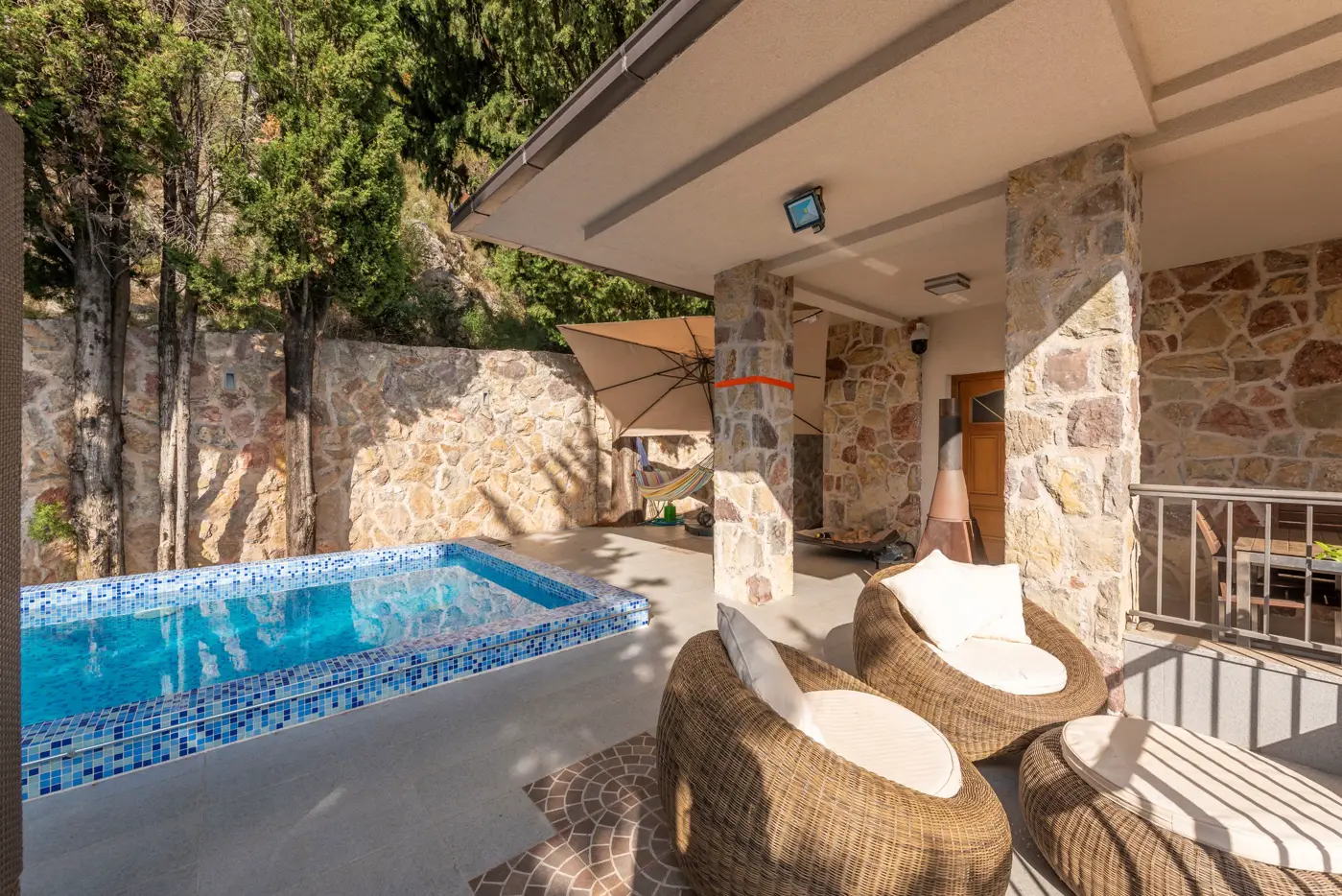 Stone villa with pool and panoramic sea view, Markovići, Budva