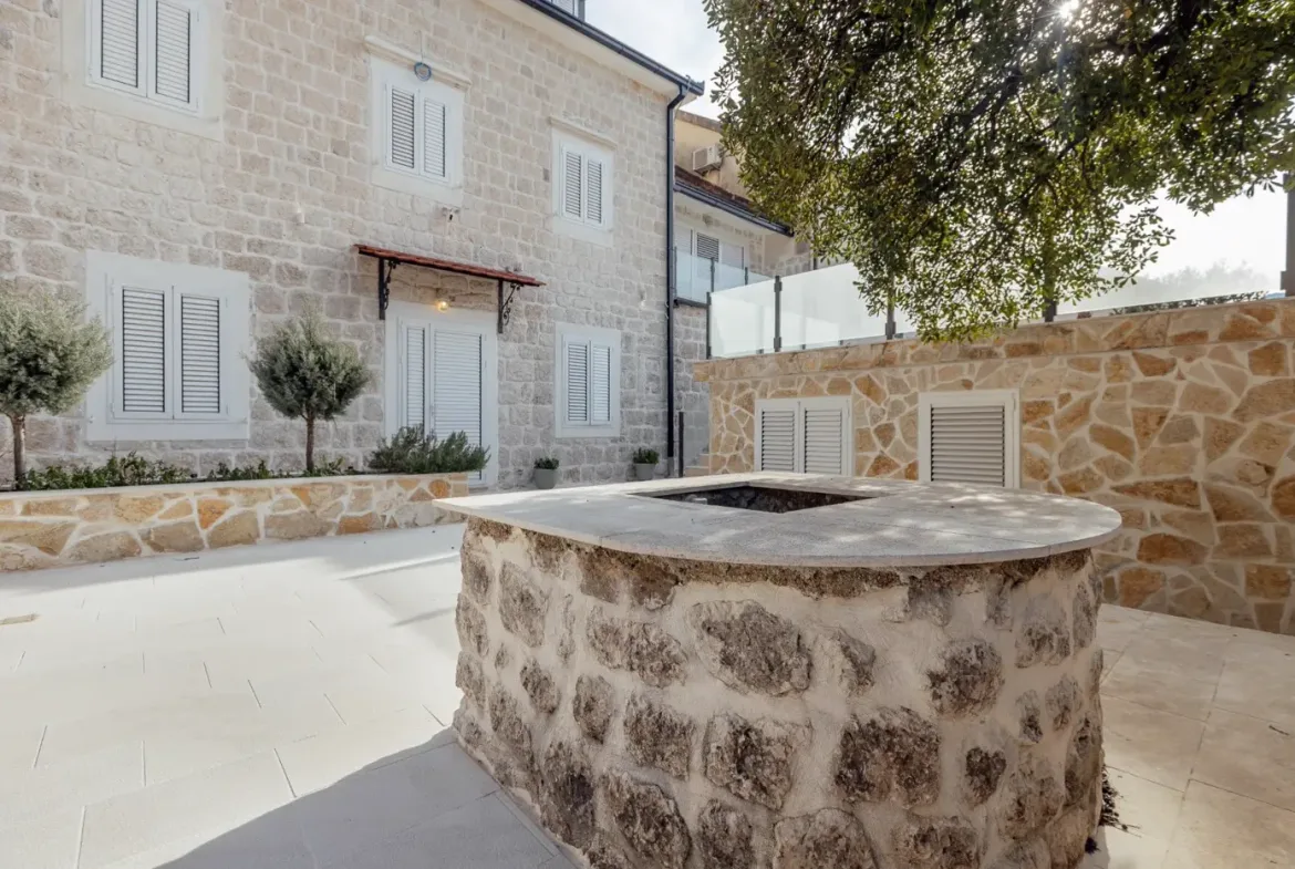 Reconstructed stone villa on the first line to the sea in Ljutoja, Kotor