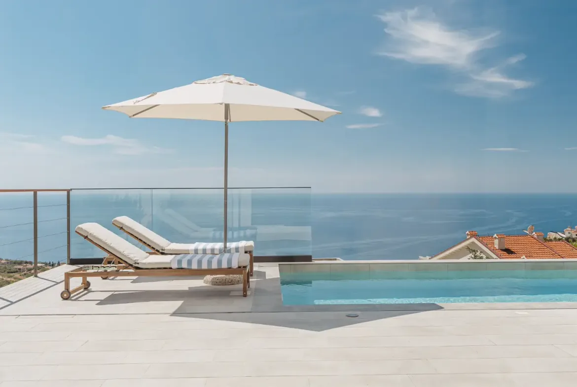 Contemporary villa with pool and open sea view, Blizikuce, Budva