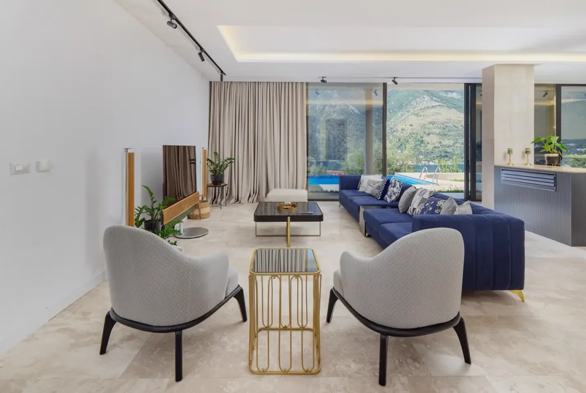 Contemporary villa with a panoramic view of the bay, Dobrota, Kotor