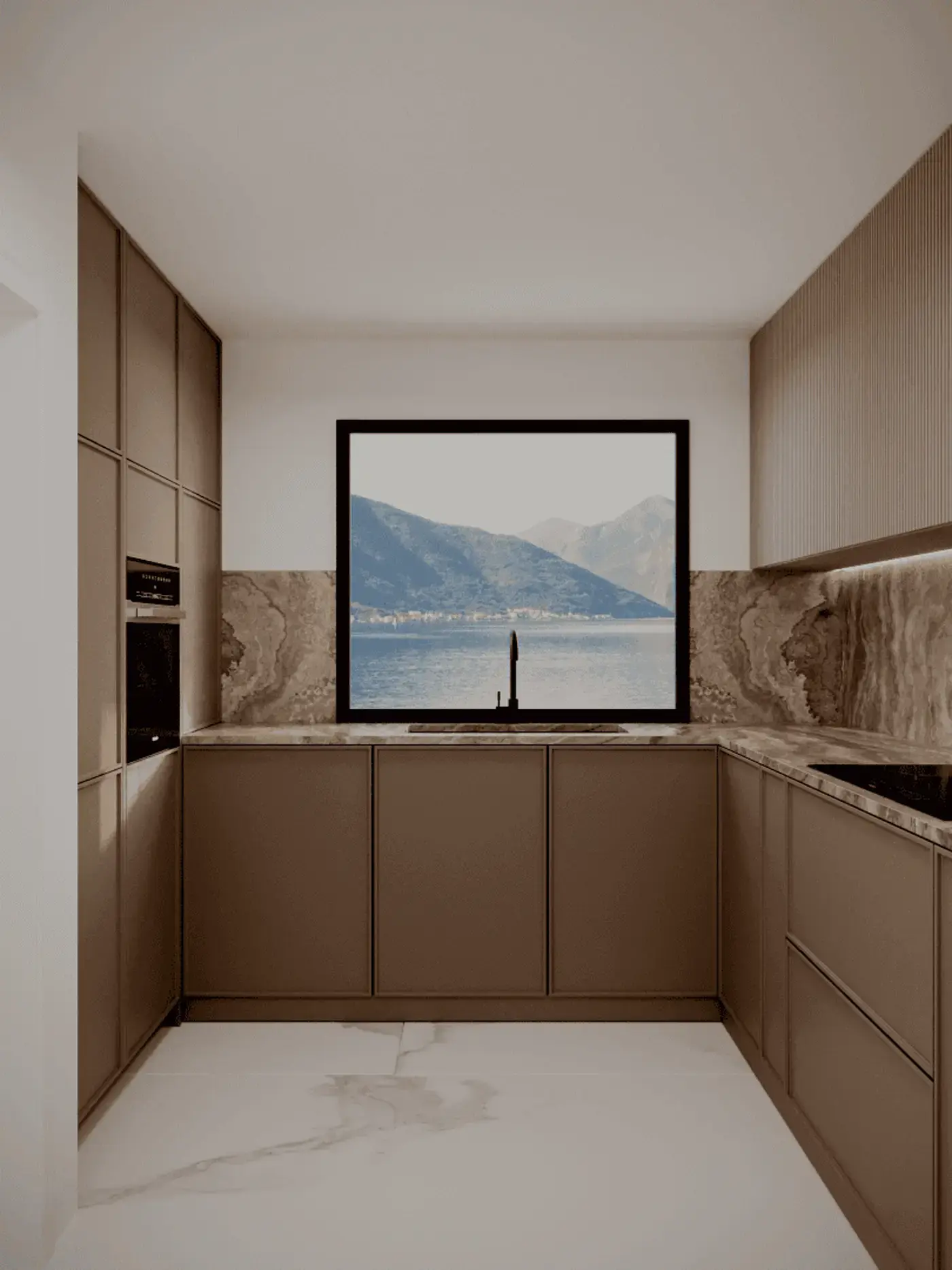 Modern villa under construction on the first line to the sea, Stoliv, Kotor