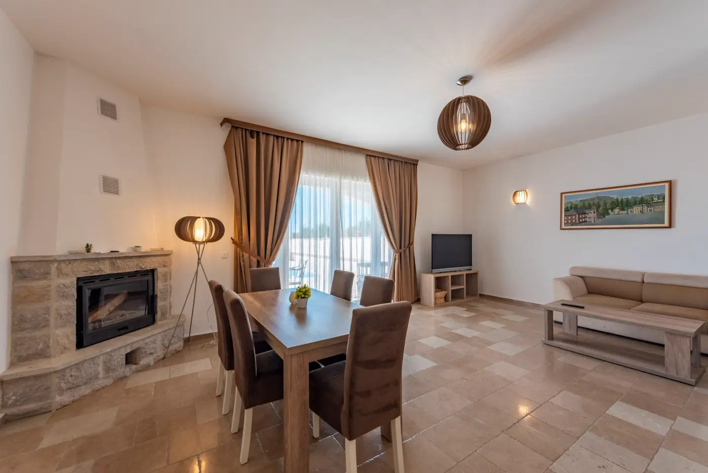 A complex of stone villas with swimming pools and a panoramic view of the sea, Budva, Reževići