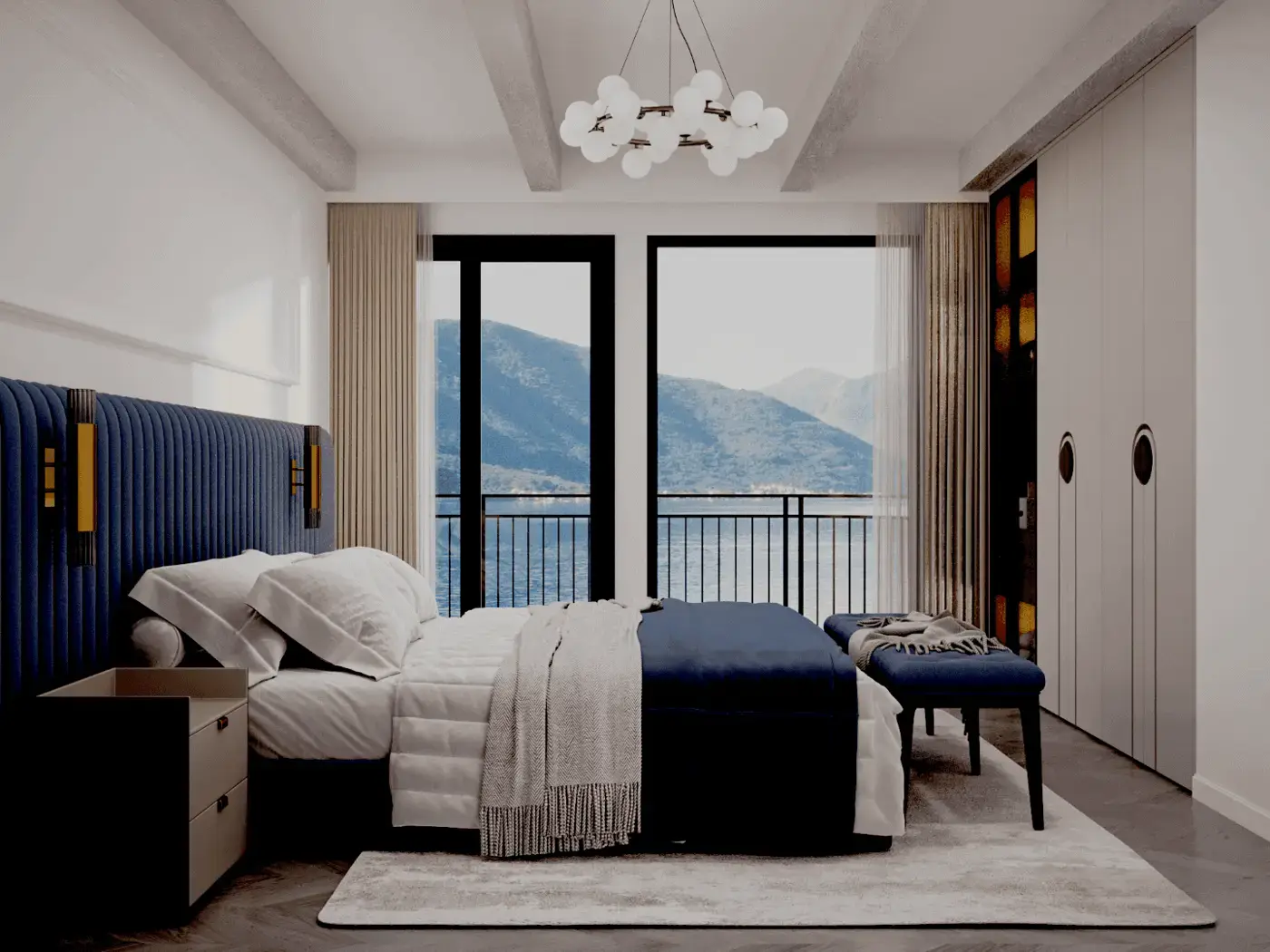 Modern villa under construction on the first line to the sea, Stoliv, Kotor