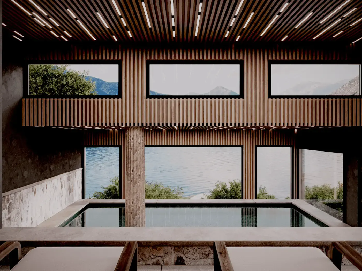 Modern villa under construction on the first line to the sea, Stoliv, Kotor