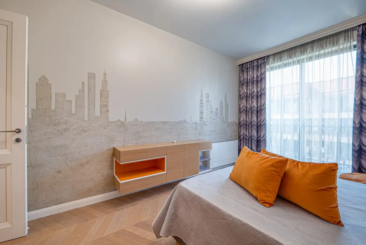 Elegant two-bedroom residence with a contemporary interior in a prestigious building