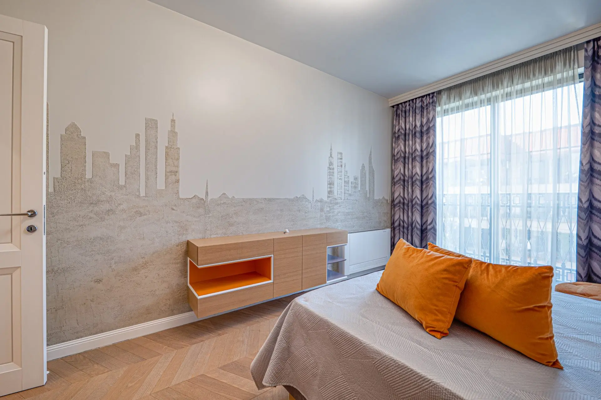 Elegant two-bedroom residence with a contemporary interior in a prestigious building