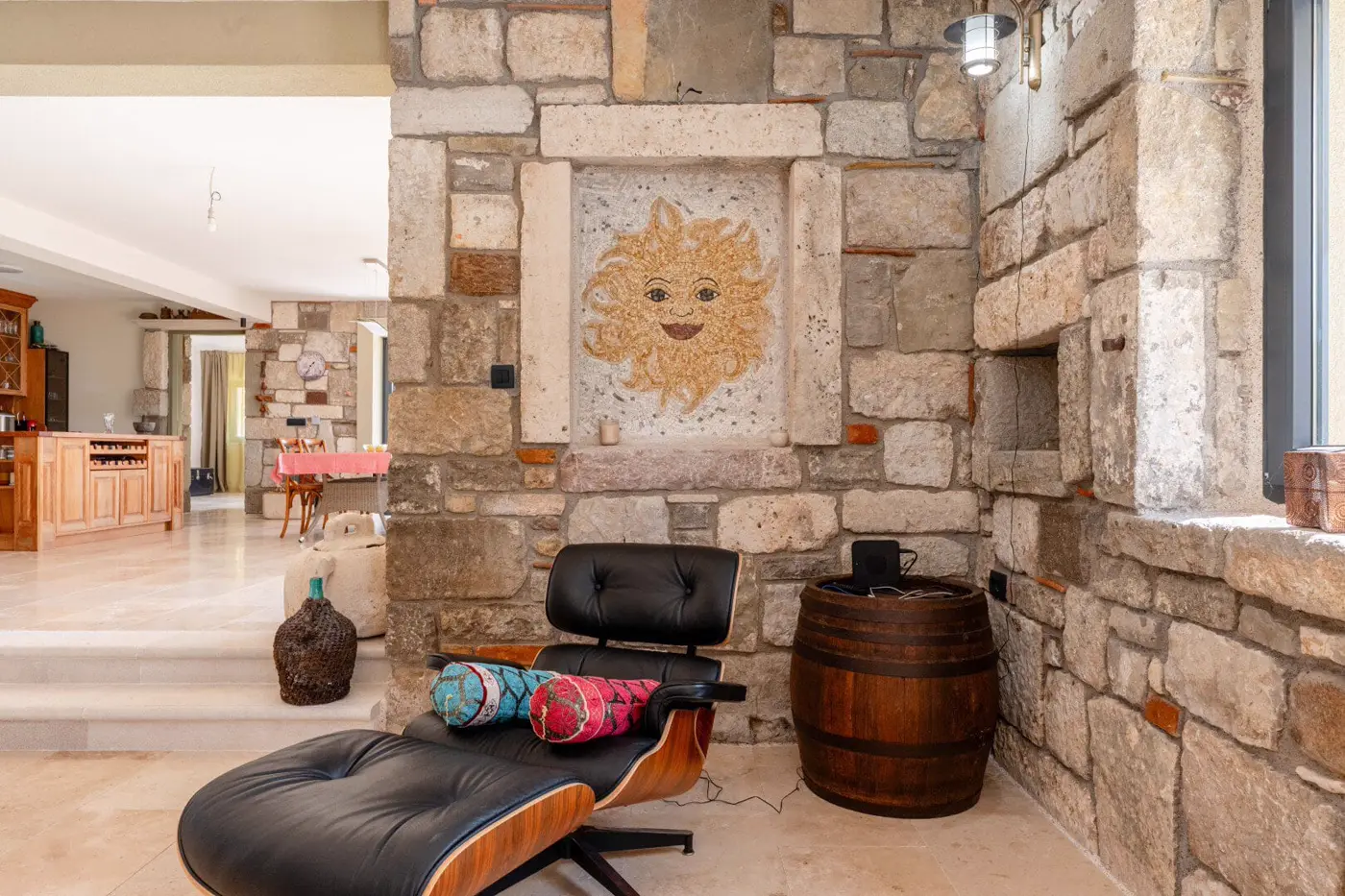 New stone villa with pool and open sea view, Buljarica