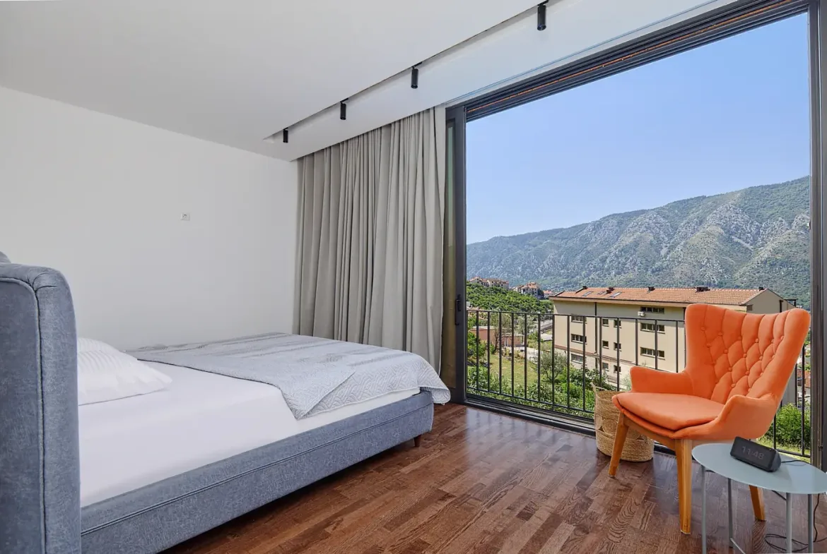 Contemporary villa with a panoramic view of the bay, Dobrota, Kotor