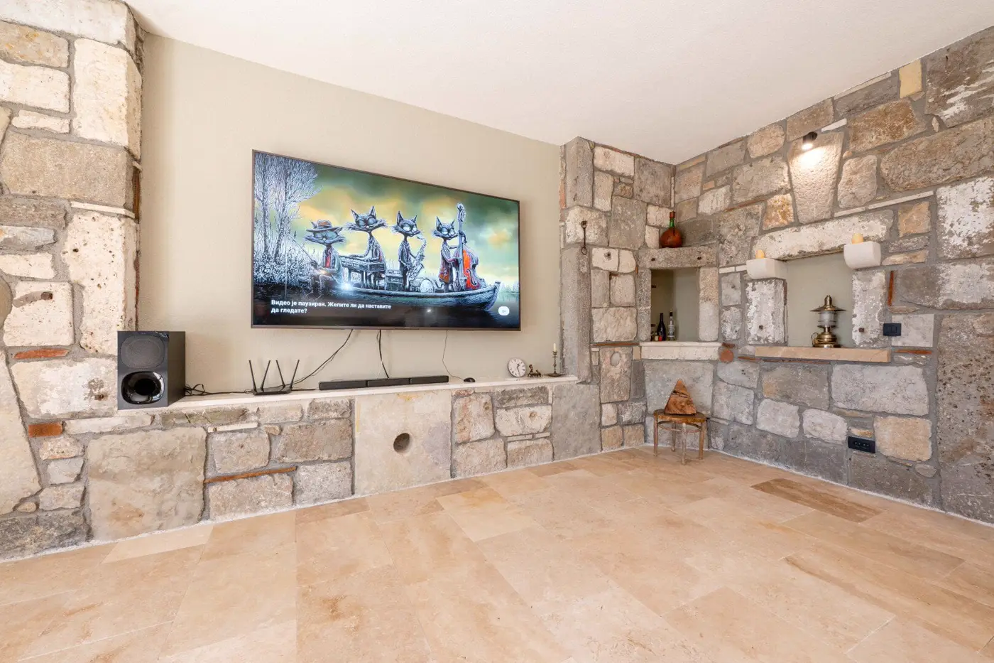 New stone villa with pool and open sea view, Buljarica