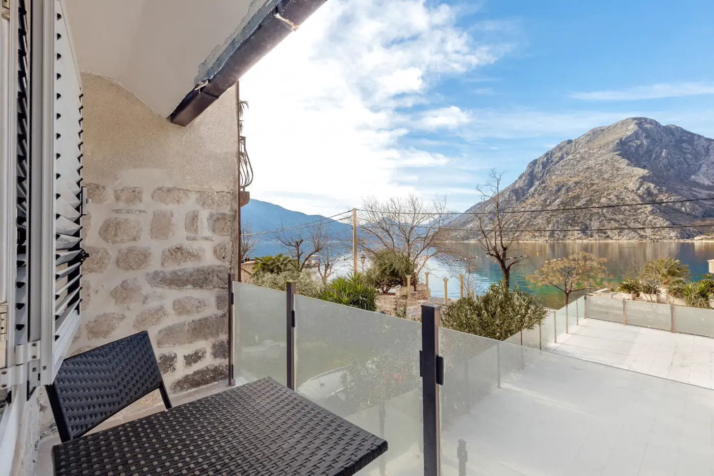 Reconstructed stone villa on the first line to the sea in Ljutoja, Kotor
