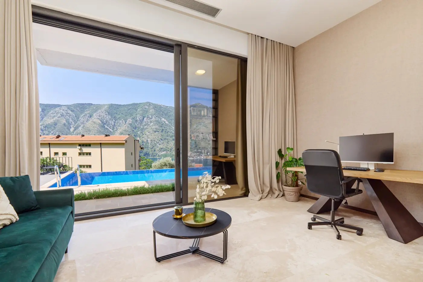 Contemporary villa with a panoramic view of the bay, Dobrota, Kotor