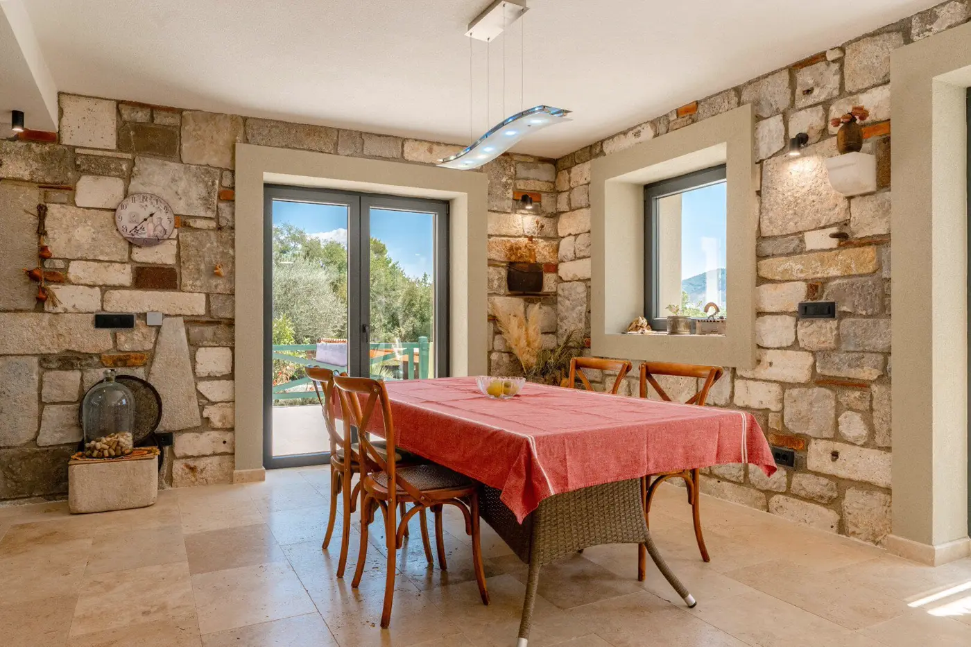 New stone villa with pool and open sea view, Buljarica