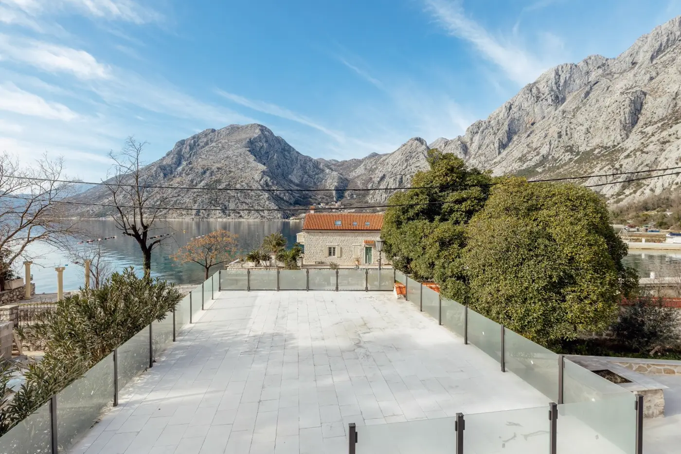 Reconstructed stone villa on the first line to the sea in Ljutoja, Kotor