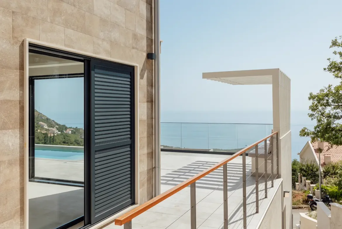 Contemporary villa with pool and open sea view, Blizikuce, Budva
