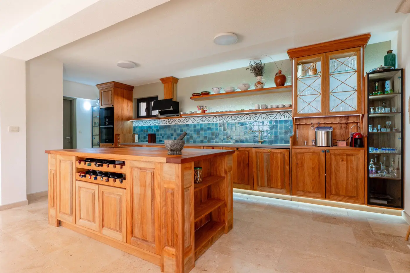 New stone villa with pool and open sea view, Buljarica