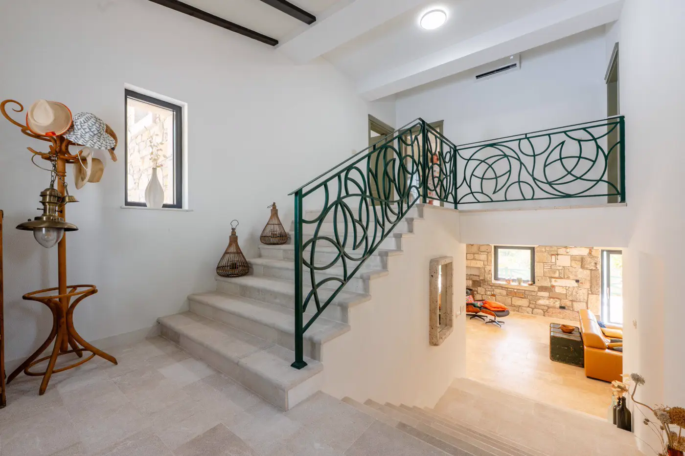 New stone villa with pool and open sea view, Buljarica