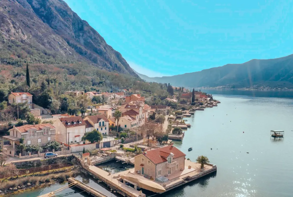 Reconstructed stone villa on the first line to the sea in Ljutoja, Kotor
