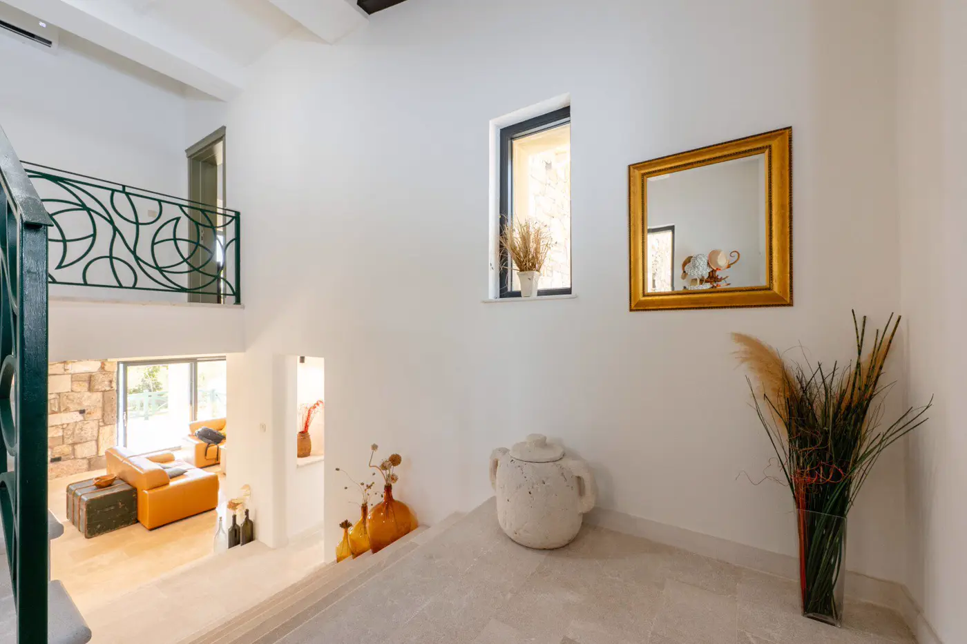 New stone villa with pool and open sea view, Buljarica