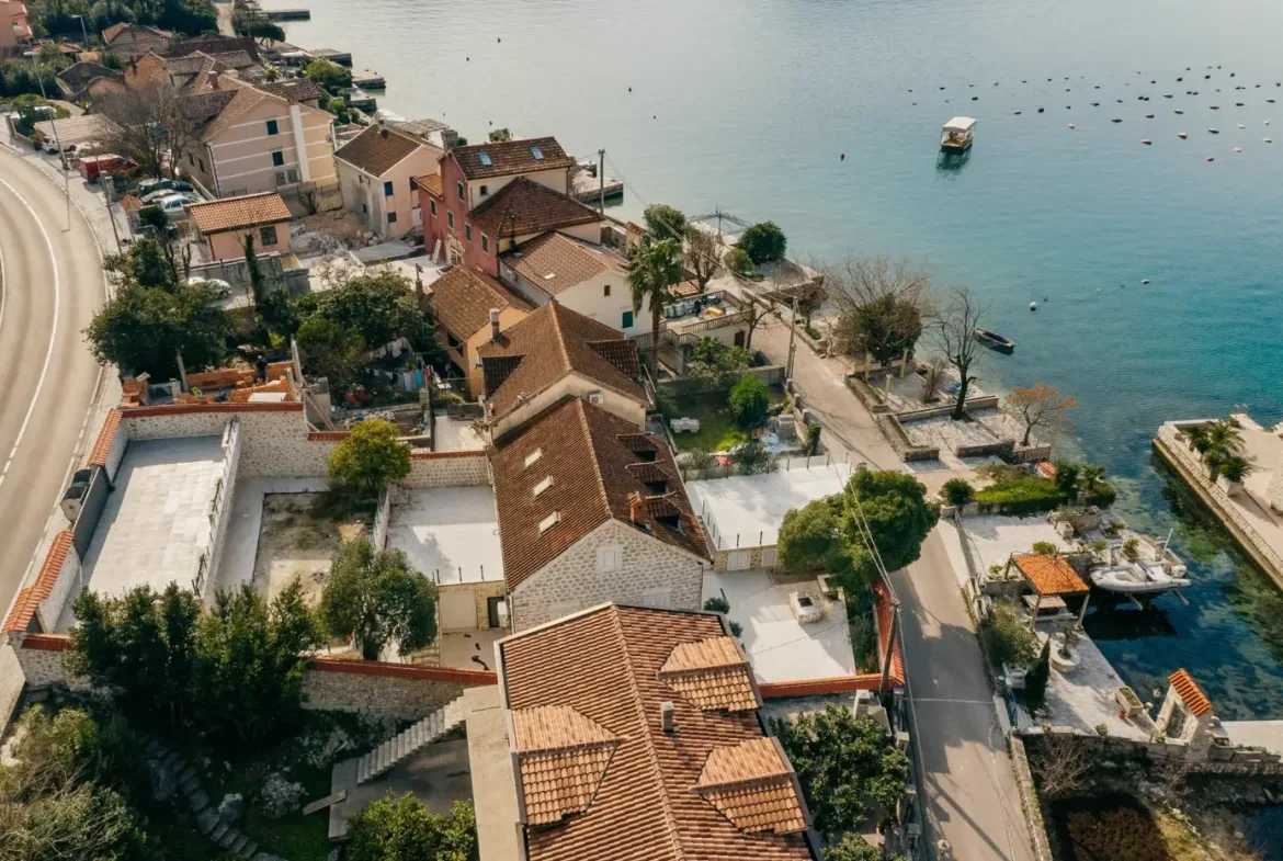 Reconstructed stone villa on the first line to the sea in Ljutoja, Kotor
