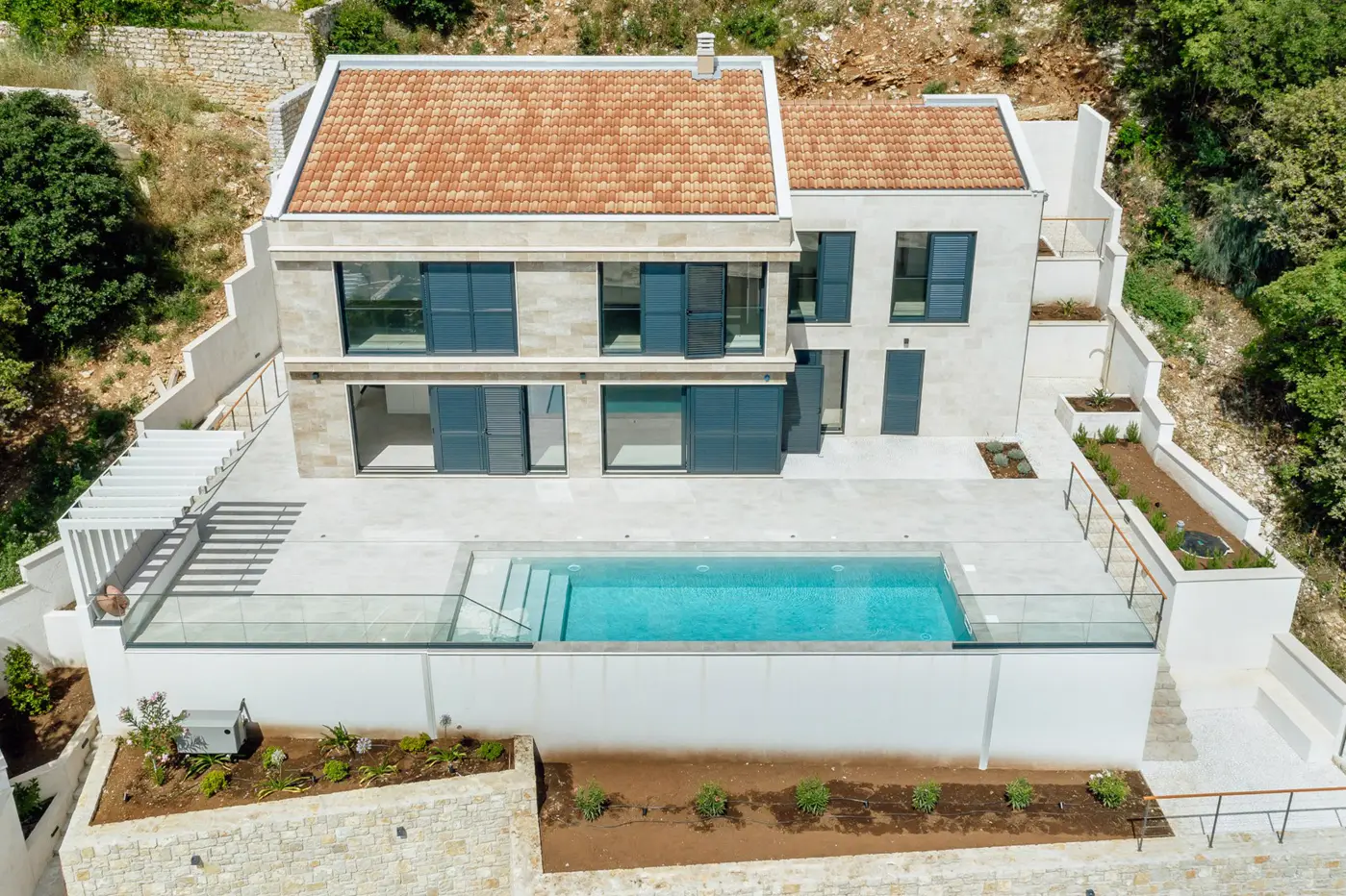 Contemporary villa with pool and open sea view, Blizikuce, Budva