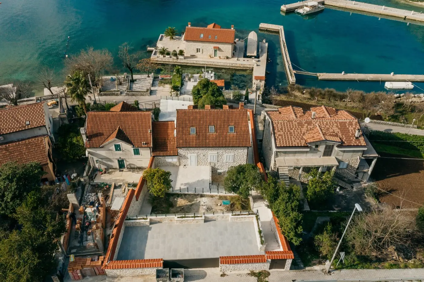Reconstructed stone villa on the first line to the sea in Ljutoja, Kotor