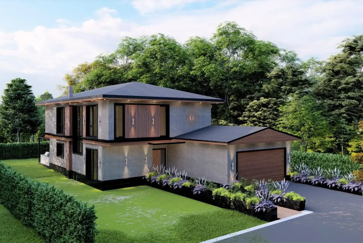 Detached house with a yard in a new gated complex in the village of Lozen for sale