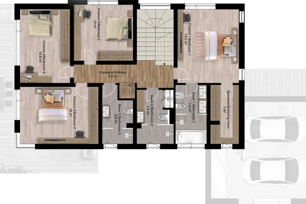 Detached house with a yard in a new gated complex in the village of Lozen for sale