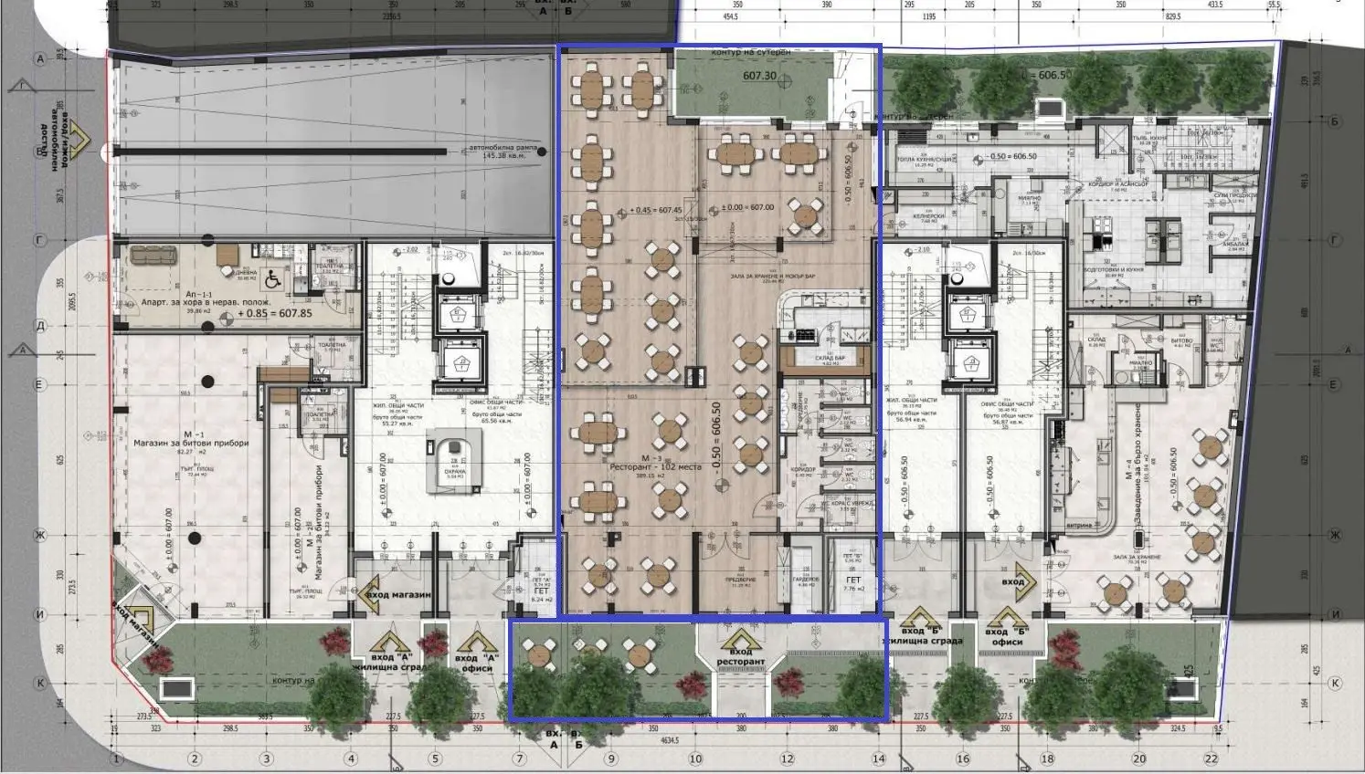 Restaurant in a new luxurious residential building next to James Boucher subway station for sale