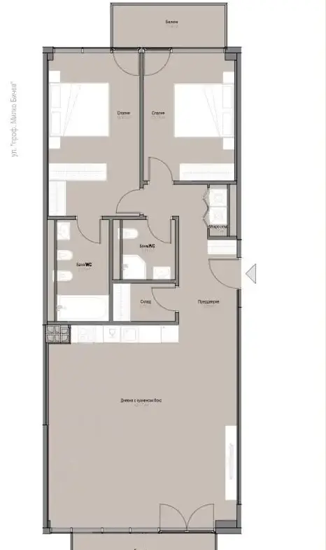 Two-bedroom apartment in a luxury complex near Zaimov Park