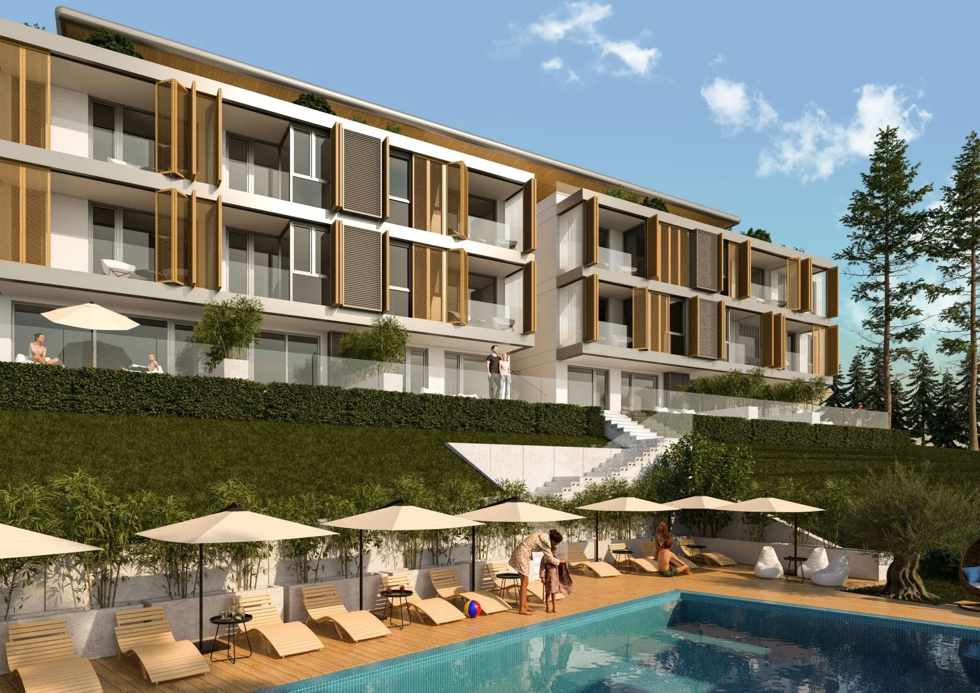 Four-bedroom penthouse in a park setting with panoramic sea and mountain views
