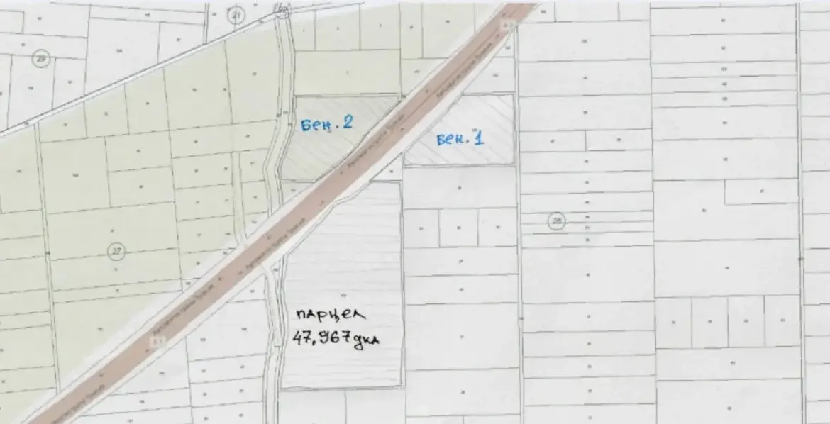 Land plot at Trakia highway, 170m. front