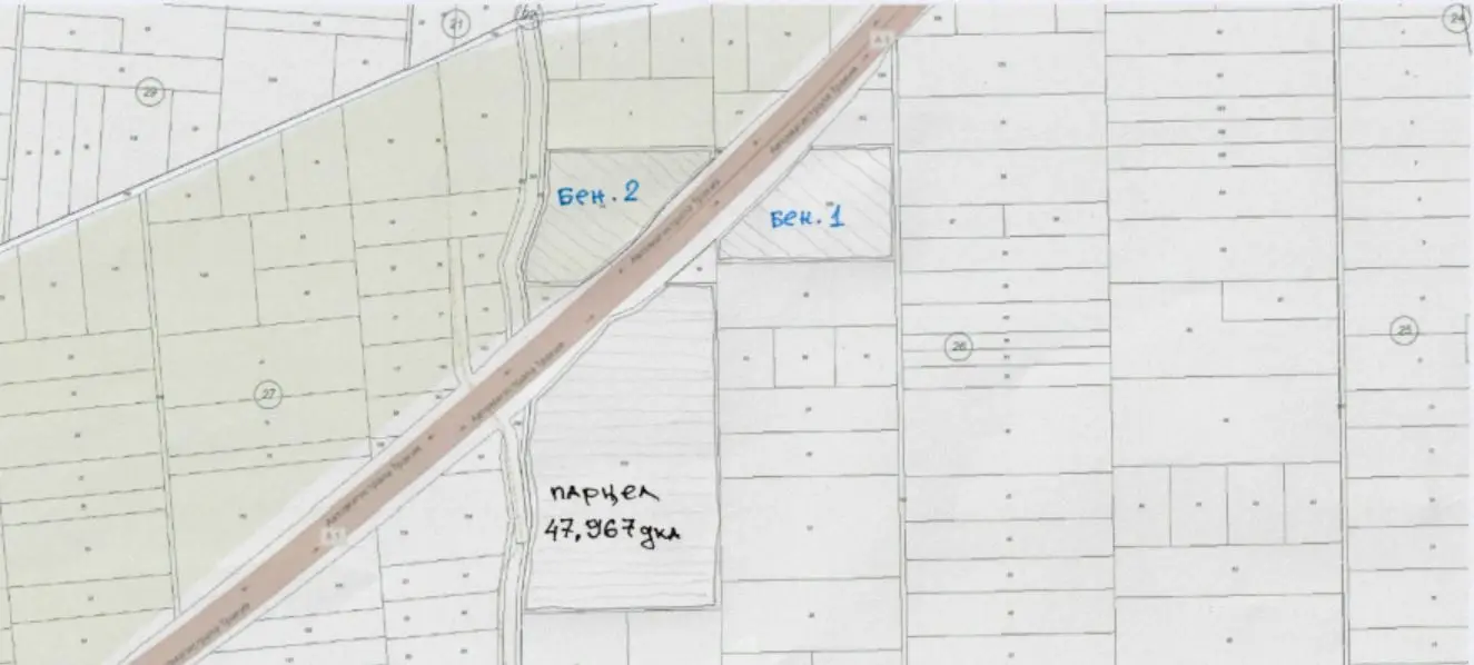 Land plot at Trakia highway, 170m. front