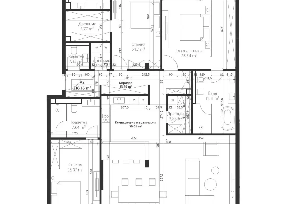 Three-bedroom apartment in a prestigious premium complex in Dragalevtsi