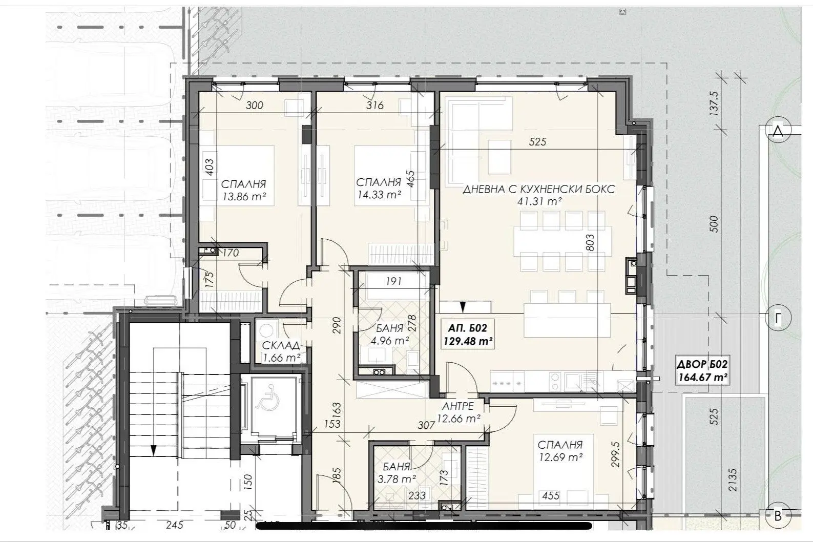 Apartment with a yard in a new luxury building in Krastova Vada for sale