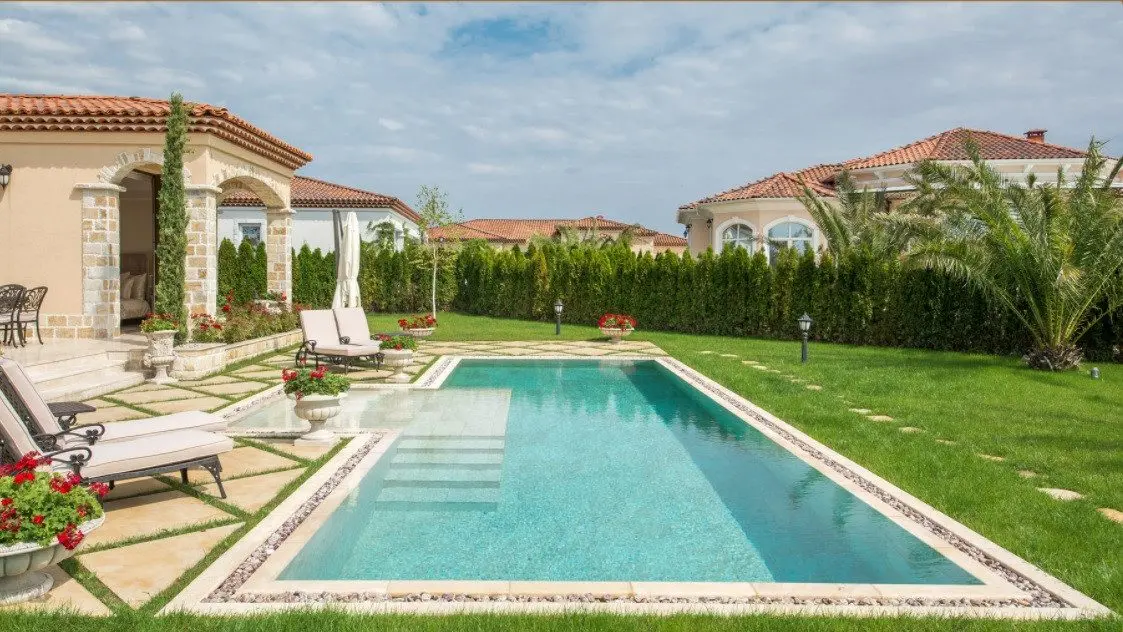 First class villa with pool in a gated complex in Sunny Beach for sale